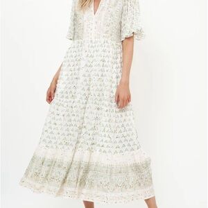 NWT Oliphant Flirty V-Neck Maxi Dress in Juniper Olive Size XS